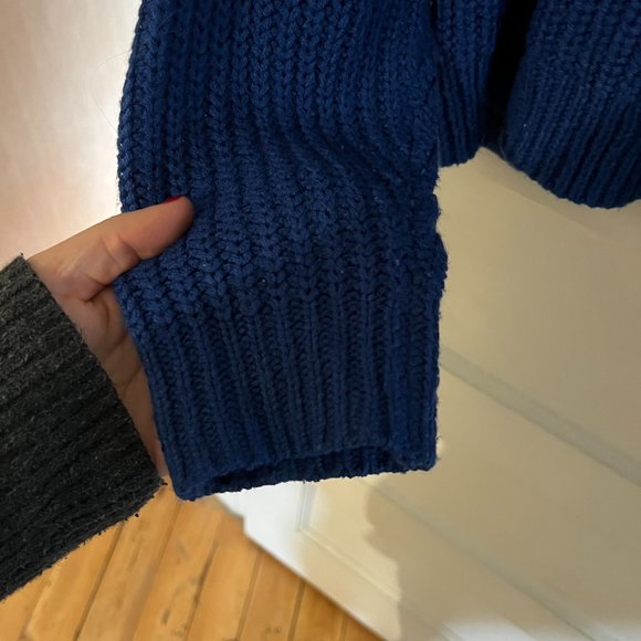 H&M Blue Cropped Quarter Zip Knit Sweater - Picture 4 of 5